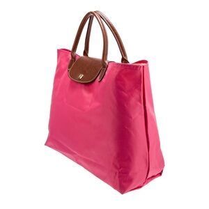 Longchamp Le Pliage Medium Tote Bag Magenta Hot Pink Brown